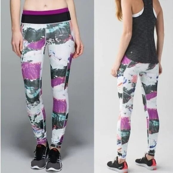 𝅺Lululemon Speed Tight III Luxtreme Leggings Multi Plum Size 4 - Picture 1 of 7